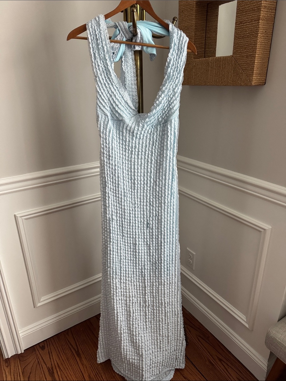 Light Blue Textured Maxi Dress